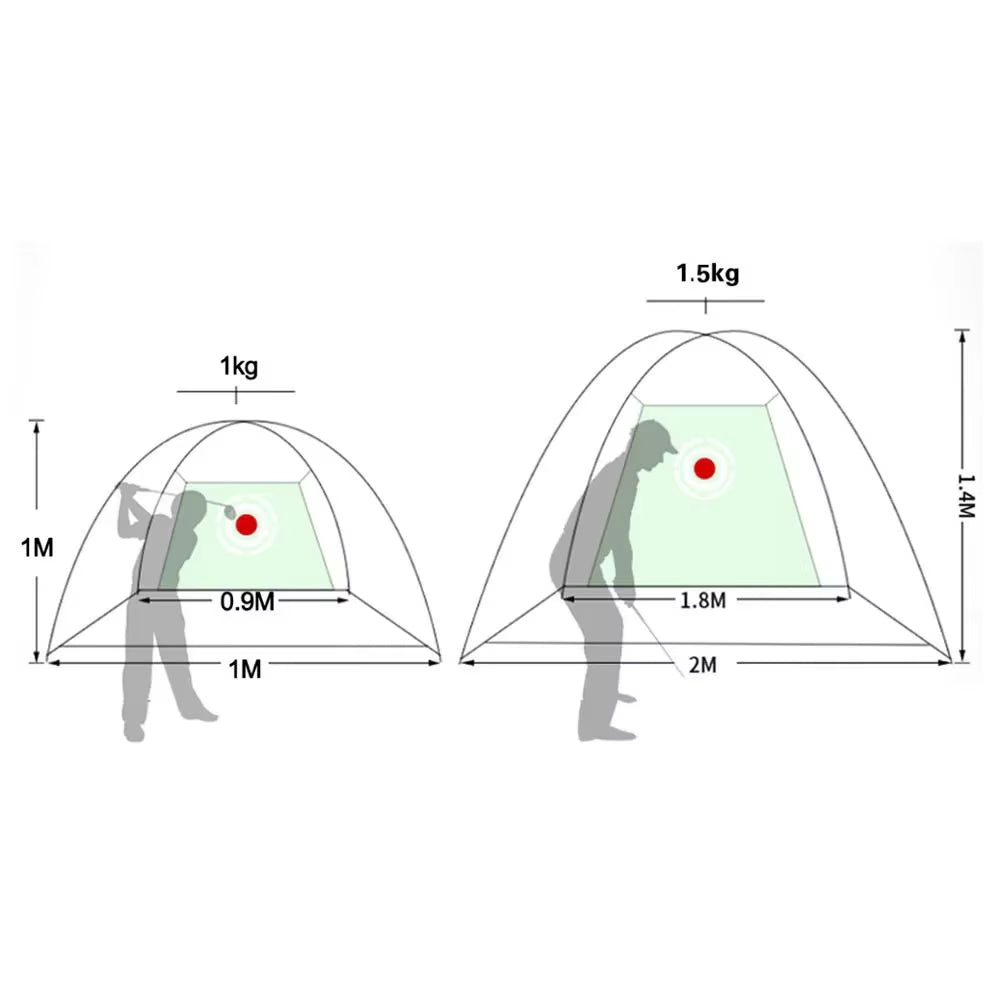 Indoor 2M Golf Practice Net and Tent - Premium Golf Hitting Cage for Garden and Outdoor Training with Mesh Mat