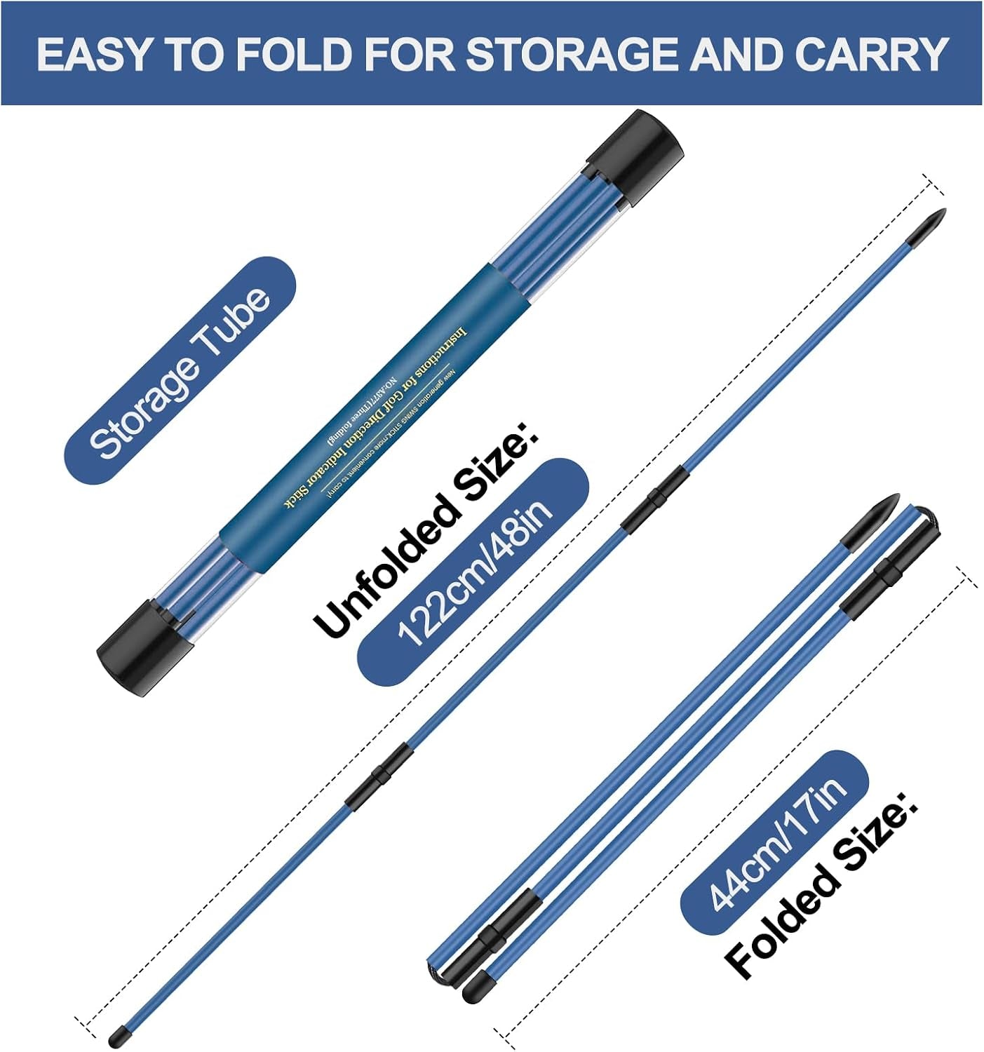Golf Alignment Sticks - 2 Pack, Upgraded 48" Collapsible Training Rods for Aiming and Putting with Clear Tube Case