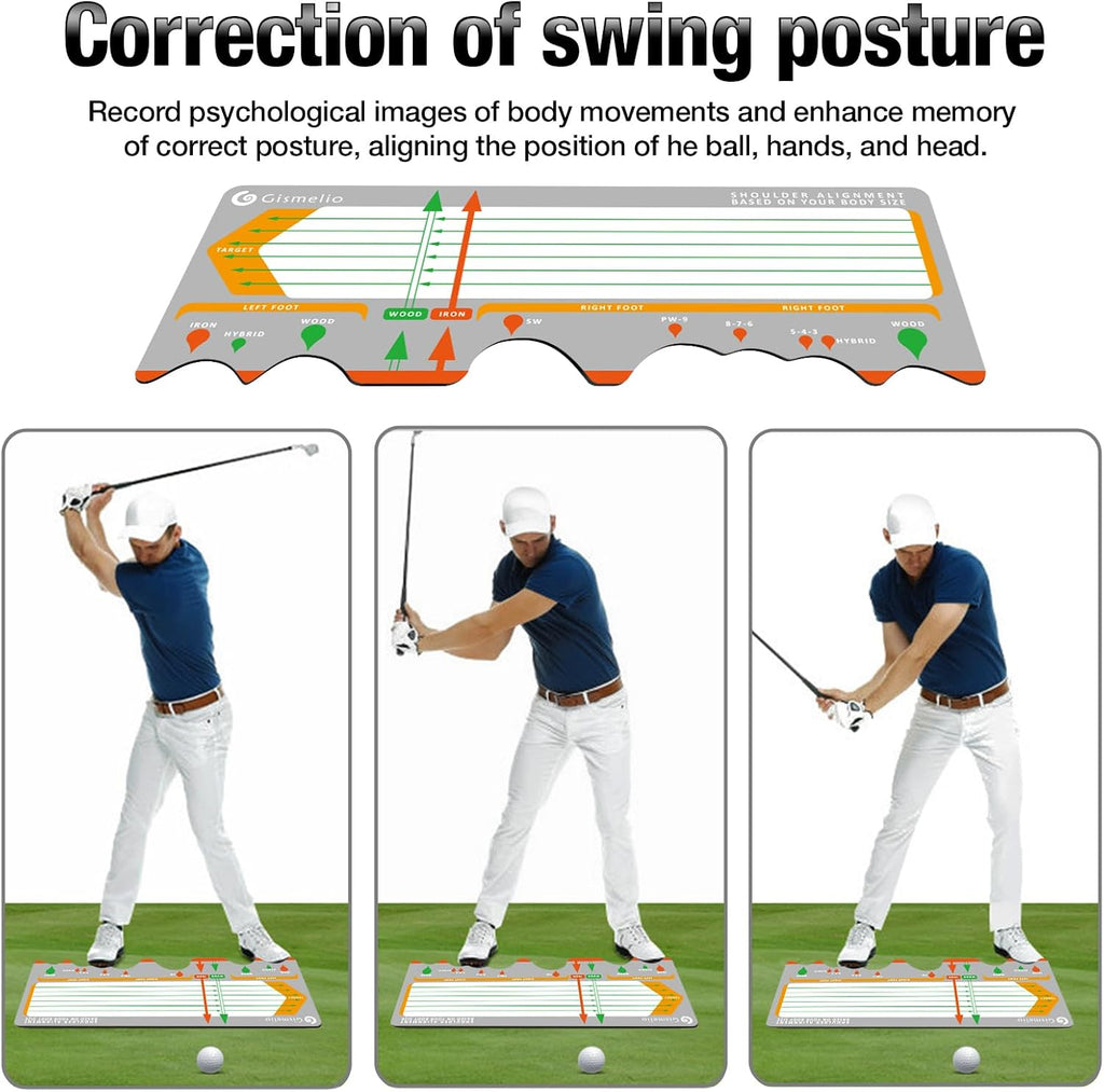 Golf Training Mat for Beginners - Posture Assistance and Stance Correction Trainer with Practice Mats (Black)