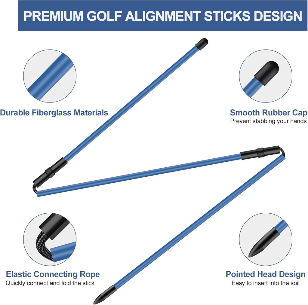 Golf Alignment Sticks - 2 Pack, Upgraded 48" Collapsible Training Rods for Aiming and Putting with Clear Tube Case