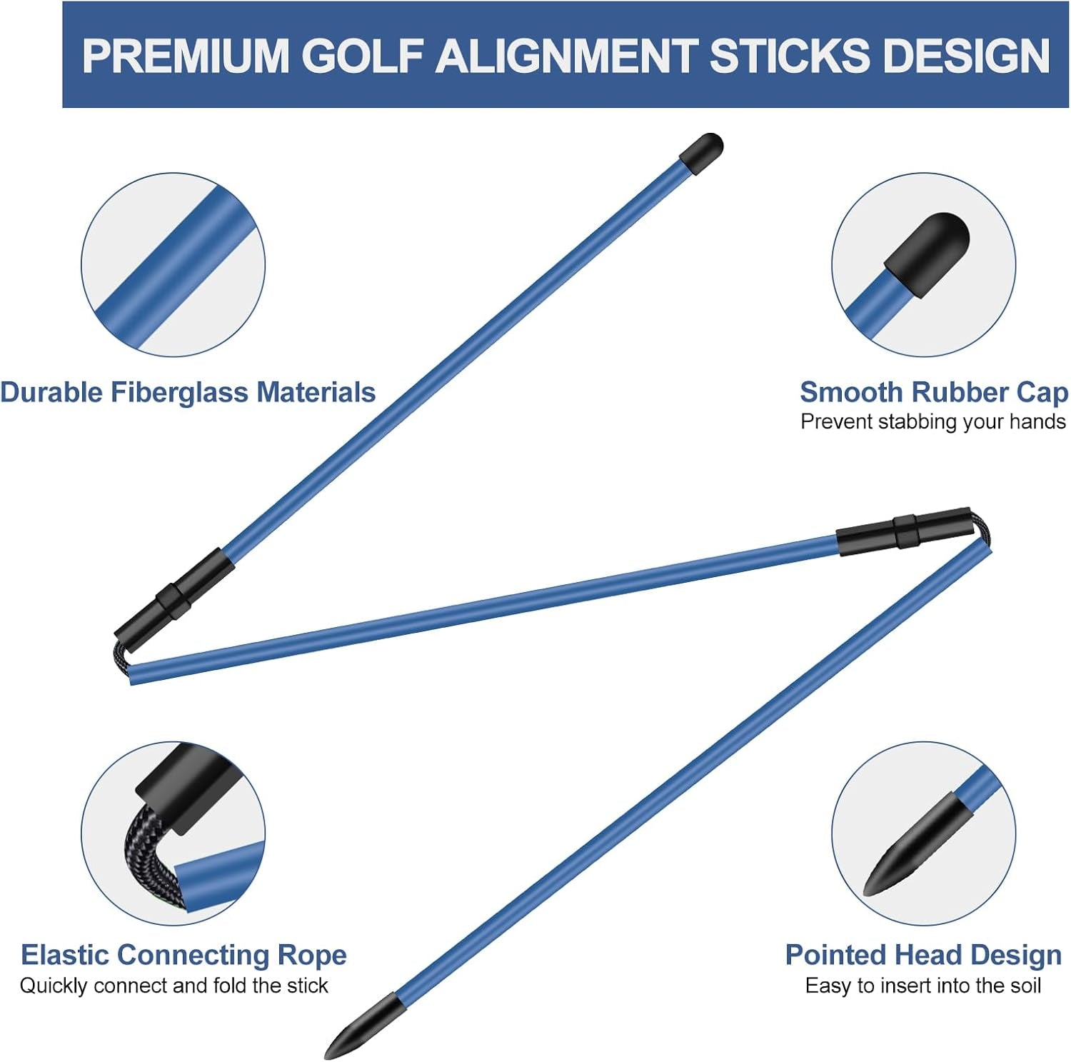 Golf Alignment Sticks - 2 Pack, Upgraded 48" Collapsible Training Rods for Aiming and Putting with Clear Tube Case