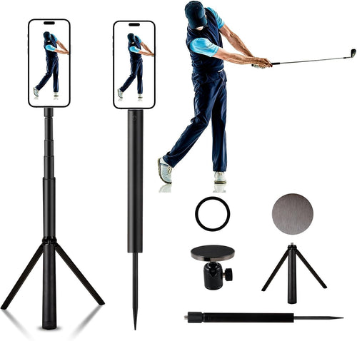 Golf Tripod and Monopod with Magnetic Swing Phone Holder - 54" Adjustable Aluminum Training Aid for Golf Swing, Compatible with MagSafe iPhones, Android Phones, Cameras, and GoPro