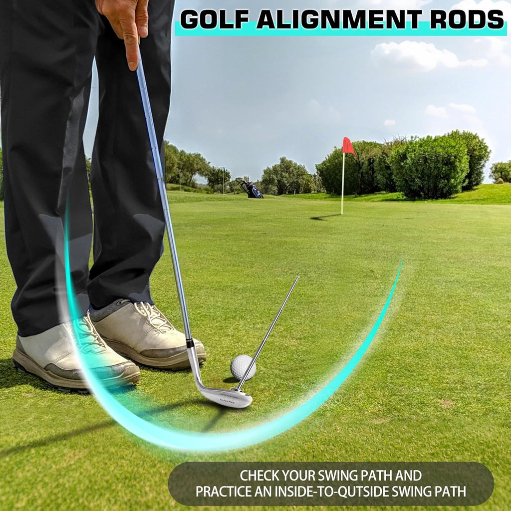 Professional Golf Alignment Rods with 7 Adjustable Lengths - Precision Alignment Tool for Lie Angle Correction and Swing Training Aids
