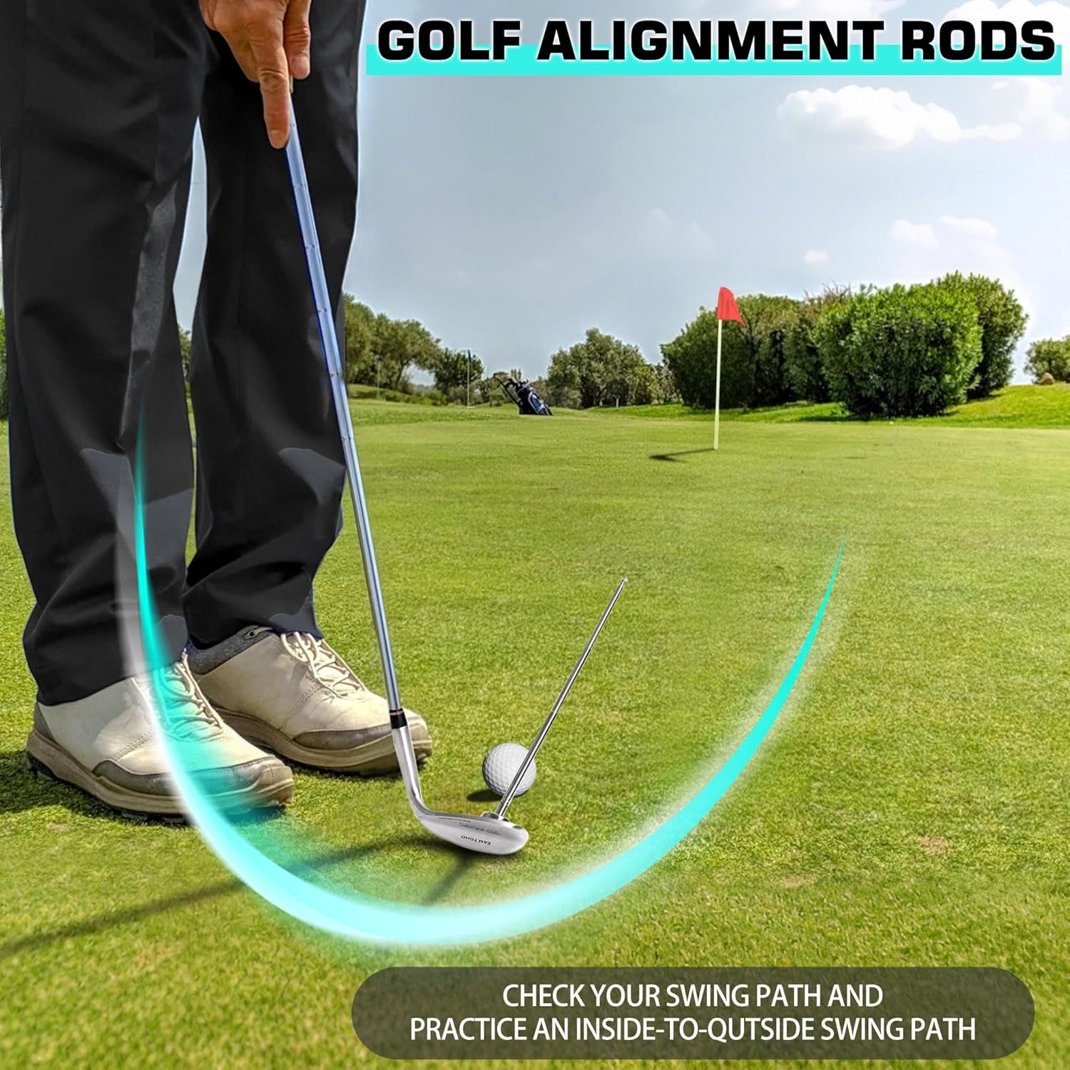 Professional Golf Alignment Rods with 7 Adjustable Lengths - Precision Alignment Tool for Lie Angle Correction and Swing Training Aids