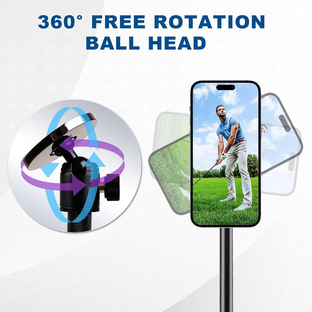 Golf Tripod and Monopod with Magnetic Swing Phone Holder - 54" Adjustable Aluminum Training Aid for Golf Swing, Compatible with MagSafe iPhones, Android Phones, Cameras, and GoPro