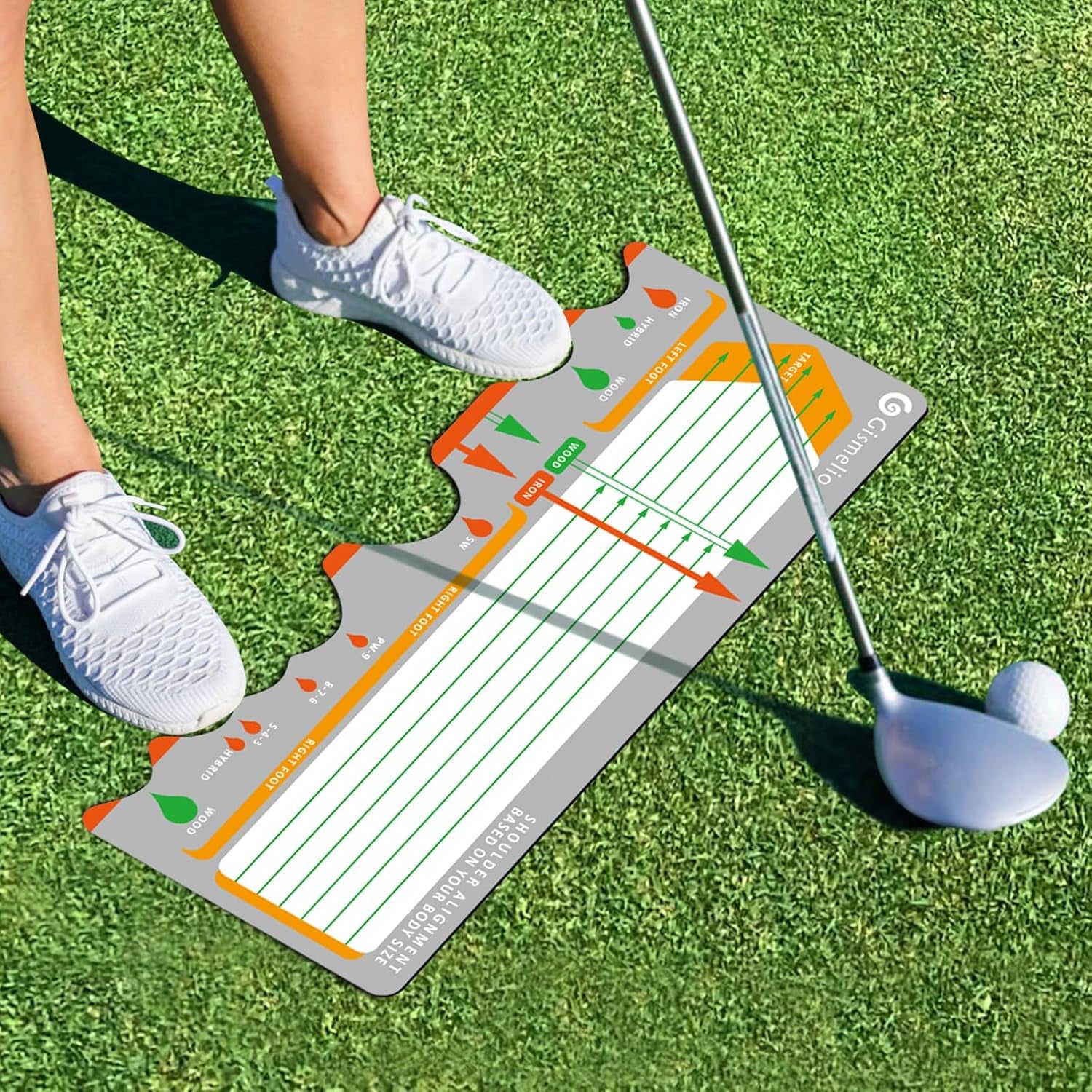 Golf Training Mat for Beginners - Posture Assistance and Stance Correction Trainer with Practice Mats (Black)