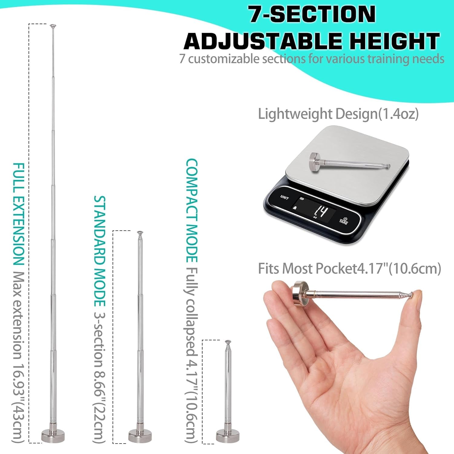 Professional Golf Alignment Rods with 7 Adjustable Lengths - Precision Alignment Tool for Lie Angle Correction and Swing Training Aids