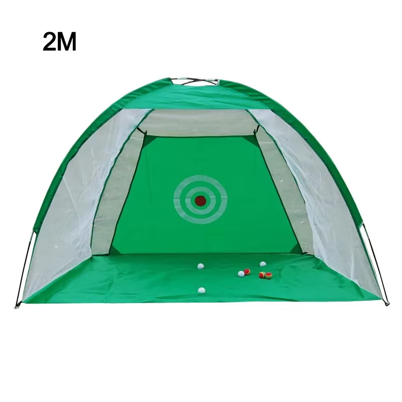 Indoor 2M Golf Practice Net and Tent - Premium Golf Hitting Cage for Garden and Outdoor Training with Mesh Mat