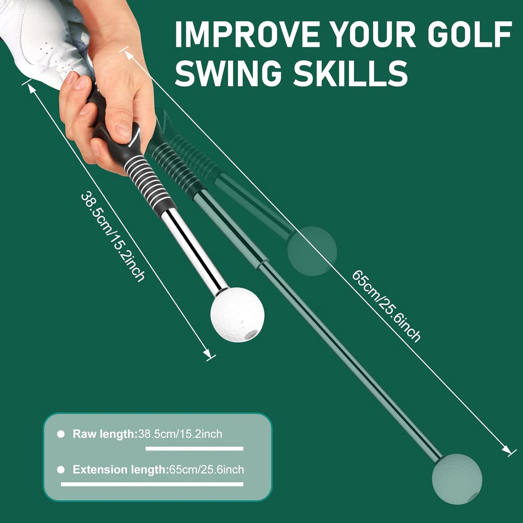 Golf Grip Swing Training Aid - Retractable Click Club Trainer for Indoor Practice and Warm-Up, Flexible Telescopic Tempo Trainer with Sound Release Function