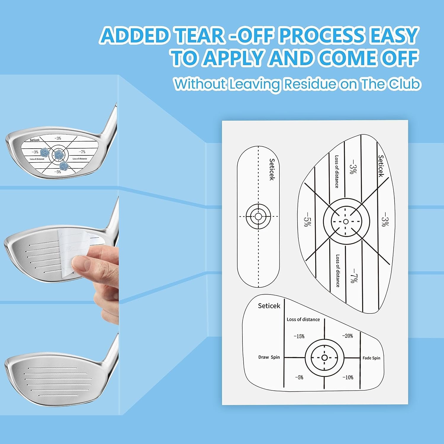 Golf Impact Tape Set - 300 Pieces for Self-Teaching Sweet Spot and Consistency Analysis, Includes 100 Stickers Each for Woods, Irons, and Putters - Effective Training Aid for Improved Ball Striking