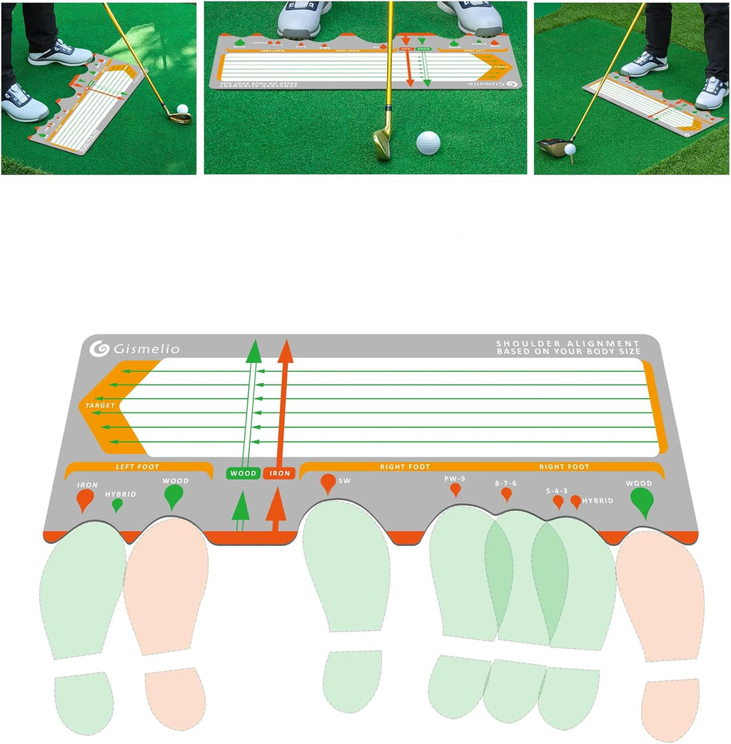 Golf Training Mat for Beginners - Posture Assistance and Stance Correction Trainer with Practice Mats (Black)