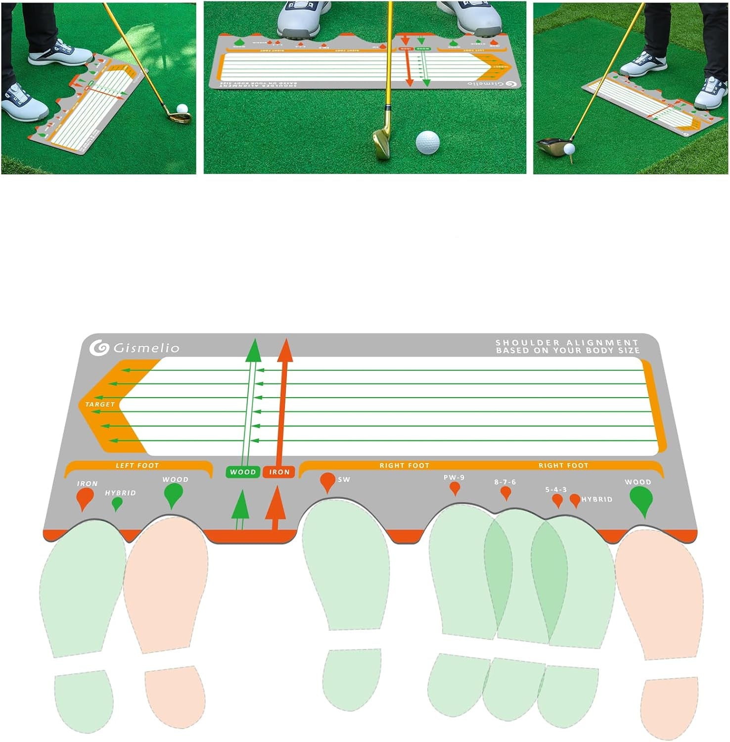 Golf Training Mat for Beginners - Posture Assistance and Stance Correction Trainer with Practice Mats (Black)