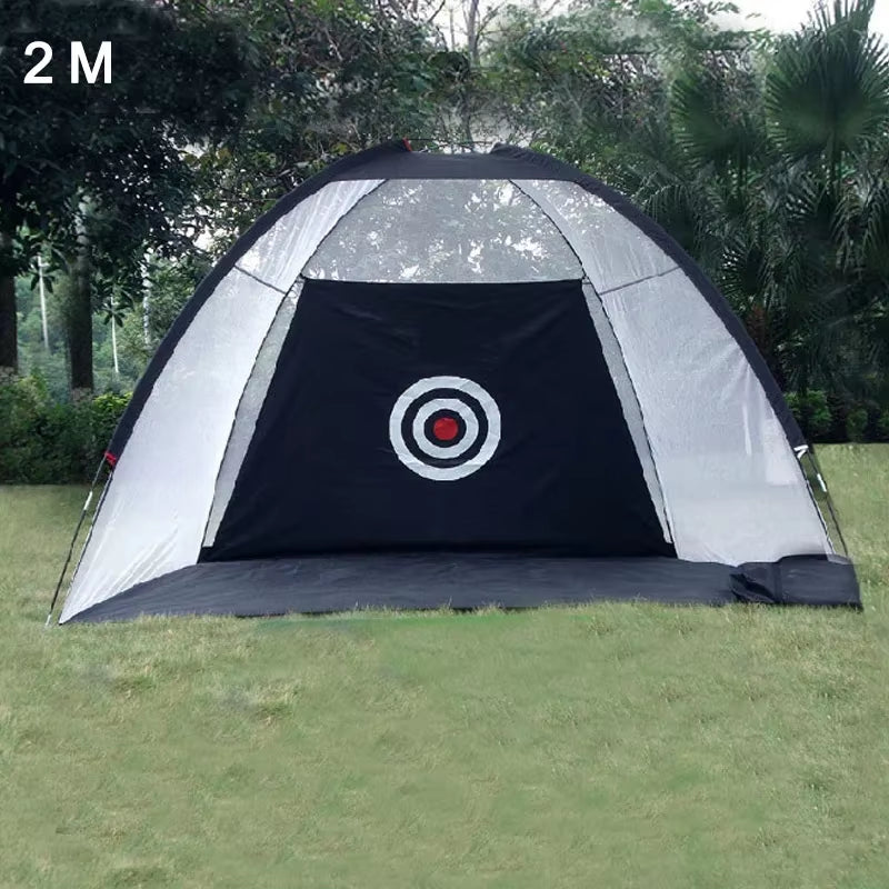 Indoor 2M Golf Practice Net and Tent - Premium Golf Hitting Cage for Garden and Outdoor Training with Mesh Mat