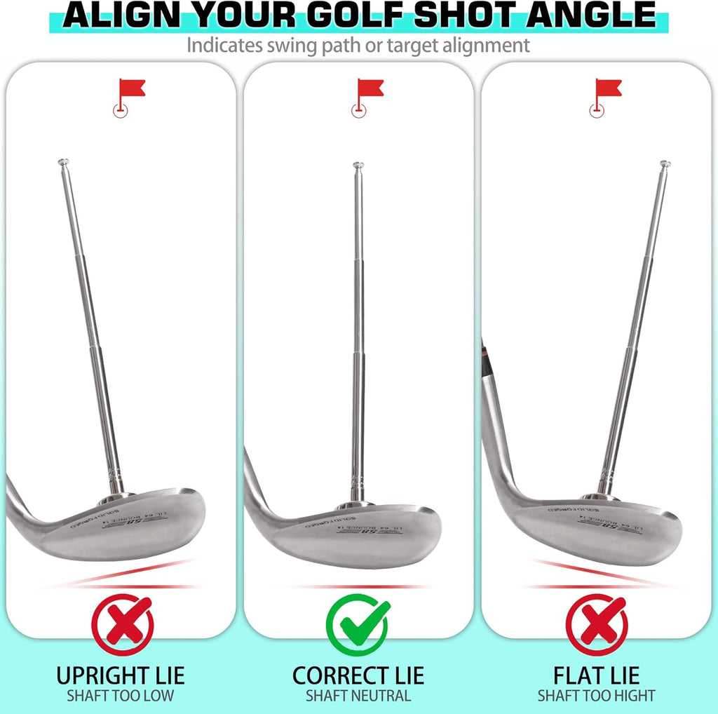 Professional Golf Alignment Rods with 7 Adjustable Lengths - Precision Alignment Tool for Lie Angle Correction and Swing Training Aids