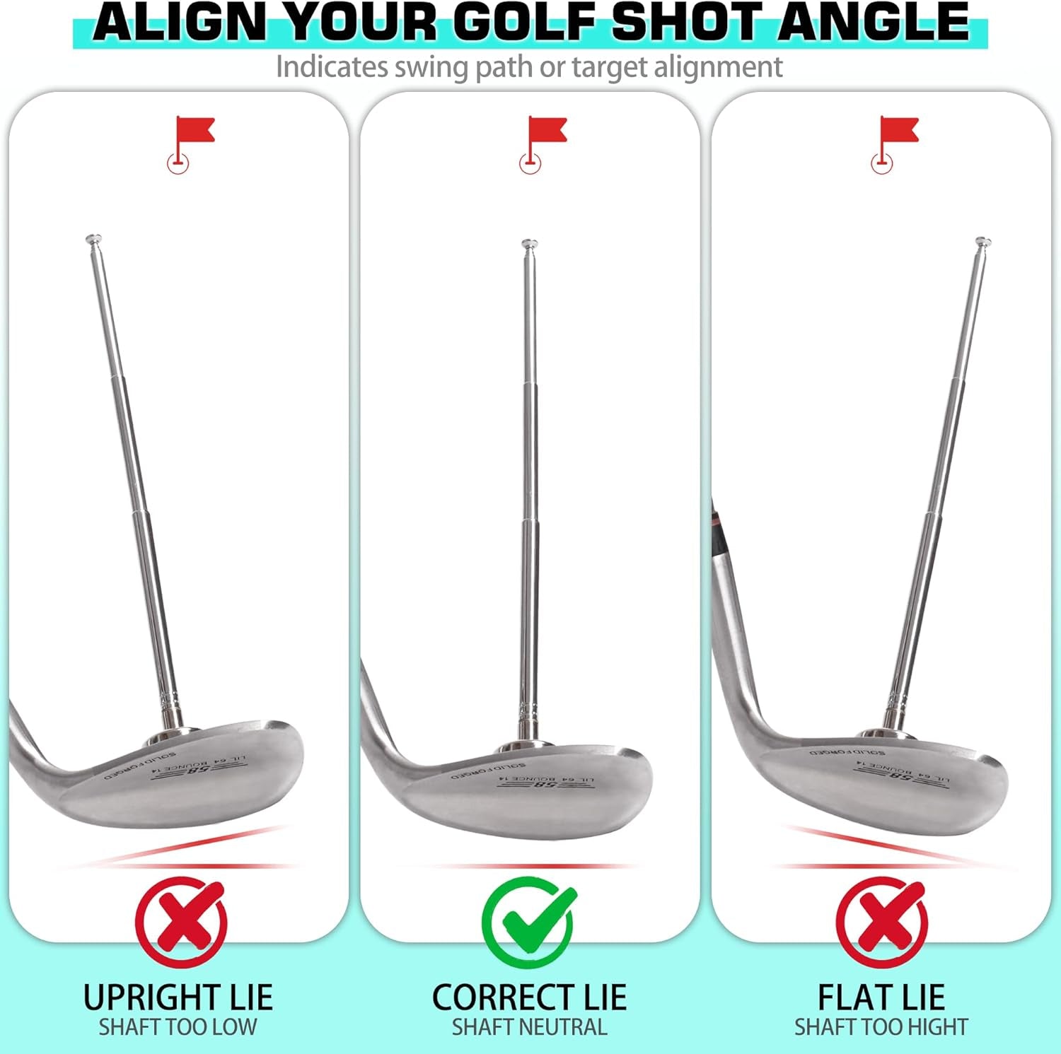 Professional Golf Alignment Rods with 7 Adjustable Lengths - Precision Alignment Tool for Lie Angle Correction and Swing Training Aids