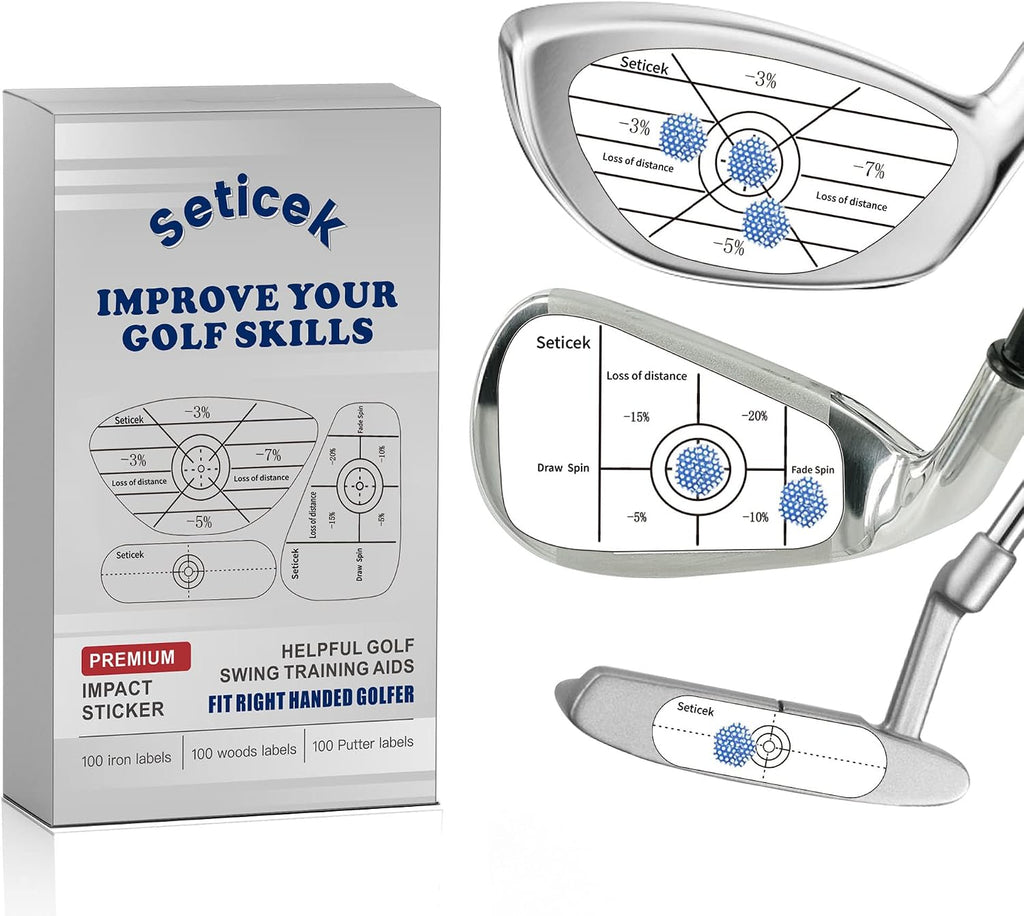 Golf Impact Tape Set - 300 Pieces for Self-Teaching Sweet Spot and Consistency Analysis, Includes 100 Stickers Each for Woods, Irons, and Putters - Effective Training Aid for Improved Ball Striking